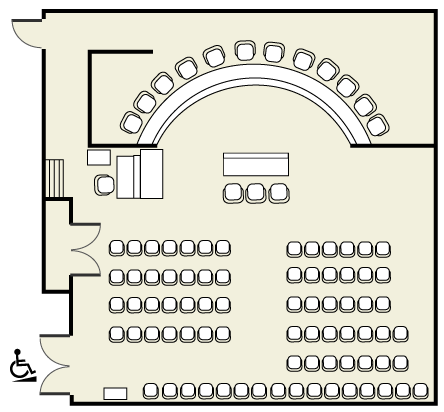 Hearing room diagram showing ADA access