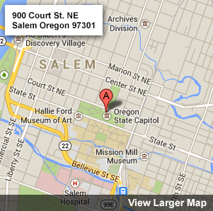 Clickable image of map that shows the Oregon State Capitol