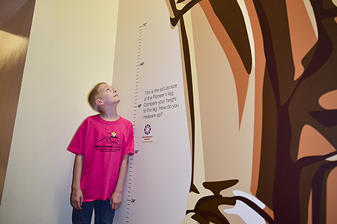 Picture of a boy having his height measured
