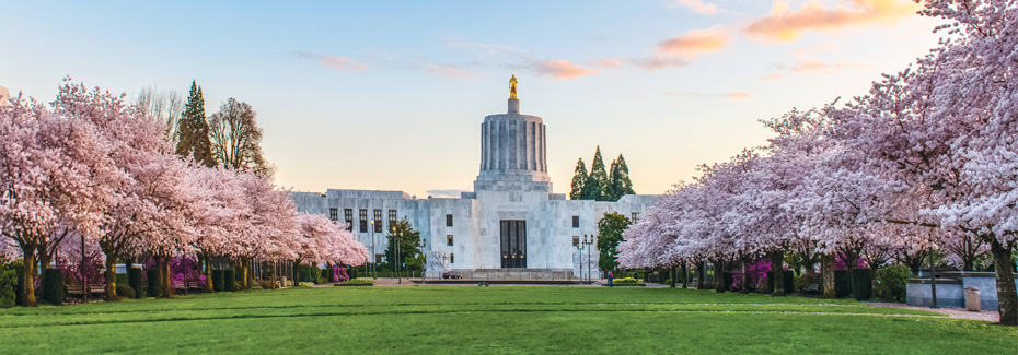 The Oregon State Capitol in the Spring