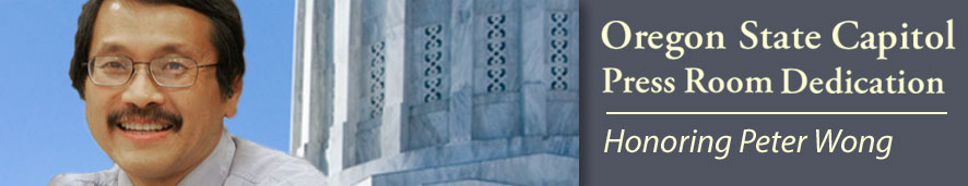 Peter Wong standing in front of the Oregon State Capitol building