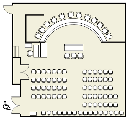 Hearing room map showing ADA access
