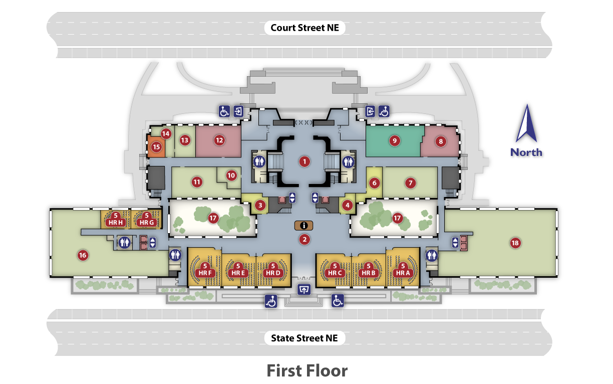 Map showing State Street entrances, including ADA wheelchair access