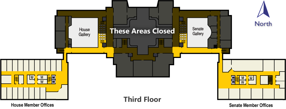 Third Floor map showing partial gallery access